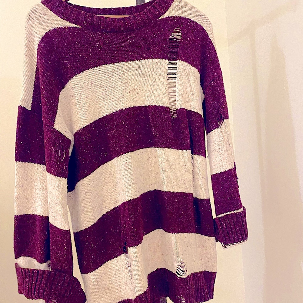Abound Distressed Varsity Sweater Size M